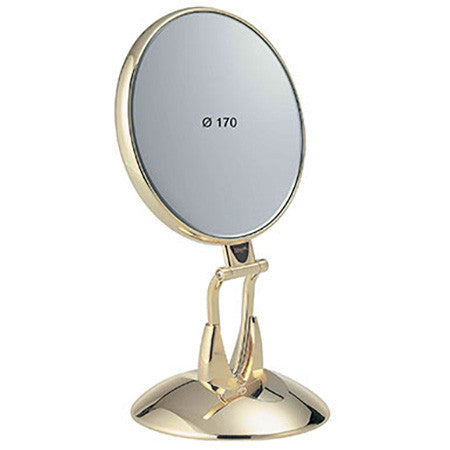 TABLE MIRROR, WITH BASE DIAMETER 17 CM, GOLD COLOR - TABLE MIRROR, WITH BASE