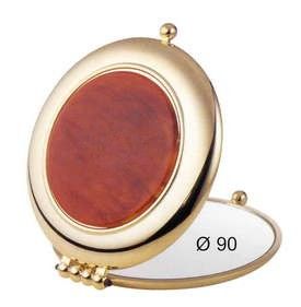 TORTOISE-SHELL COLOUR AND GOLD DOUBLE MIRROR, MAGNIFICATION, Ø 9CM - TORTOISE-SHELL COLOUR AND GOLD