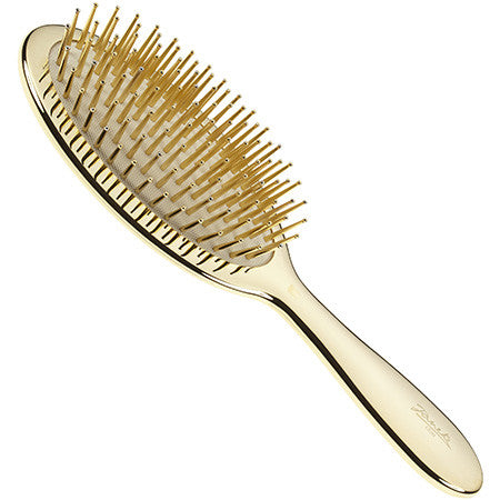 AIR-CUSHIONED BRUSH WITH GOLD PINS, GOLD COLOR, 22X7CM - AIR-CUSHIONED BRUSH WITH GOLD PINS,