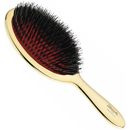 AIR-CUSHIONED BRUSH WITH WHITE BRISTLES AND NYLON REINFORCEMENT, GOLD COLOR, 23X9,5X4,5CM - AIR-CUSHIONED BRUSH