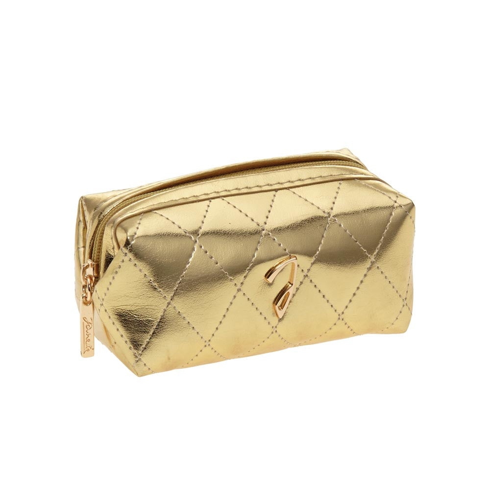 GOLDEN QUILTED POUCH, EMPTY, 10,5X5,5X5,5CM - GOLDEN QUILTED POUCH