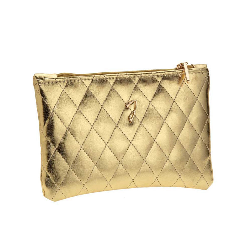 GOLDEN QUILTED POUCH, EMPTY, 18X12 CM