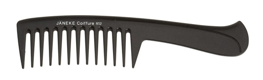 WIDE TEETH COMB WITH HANDLE 22 CM IN TITANIUM - WIDE TEETH COMB WITH