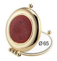 TORTOISE-SHELL COLOUR AND GOLD HANDBAG DOUBLE MIRROR, MAGNIFICATION X3, Ø CM 6,5 - TORTOISE-SHELL