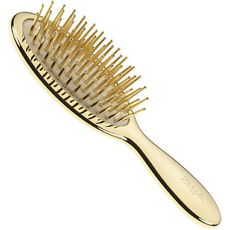SMALL AIR-CUSHIONED BRUSH WITH GOLD PINS, GOLD COLOR, 17,3 X 5CM - SMALL AIR-CUSHIONED
