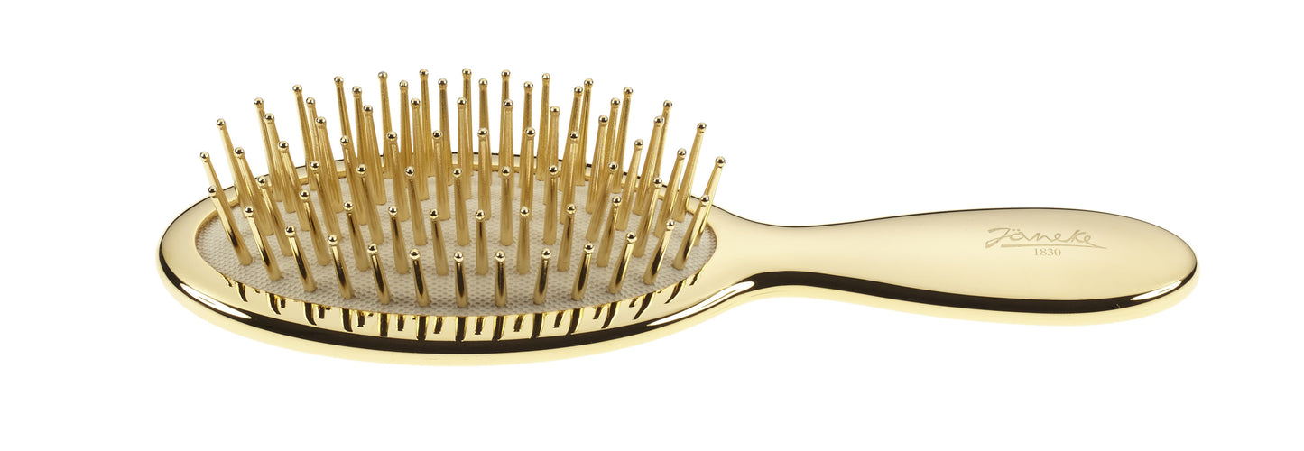 SMALL AIR-CUSHIONED BRUSH WITH GOLD PINS, GOLD COLOR, 17,3 X 5CM - SMALL AIR-CUSHIONED