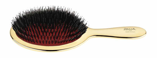 AIR-CUSHIONED BRUSH WITH WHITE BRISTLES AND NYLON REINFORCEMENT, GOLD COLOR, 23X9,5X4,5CM - AIR-CUSHIONED BRUSH