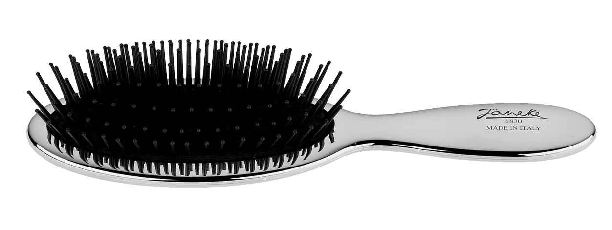 SMALL BRUSH WITH WHITE BRISTLES AND NYLON REINFORCEMENT, SILVER COLOR, 17,3X5CM - SMALL BRUSH