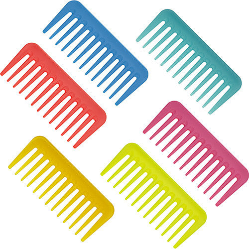 KIT OF 6 SMALL SUPERCOMBS, GEL APPLICATION COMBS FOR STYLING IN VARIOUS FLUO COLORS,