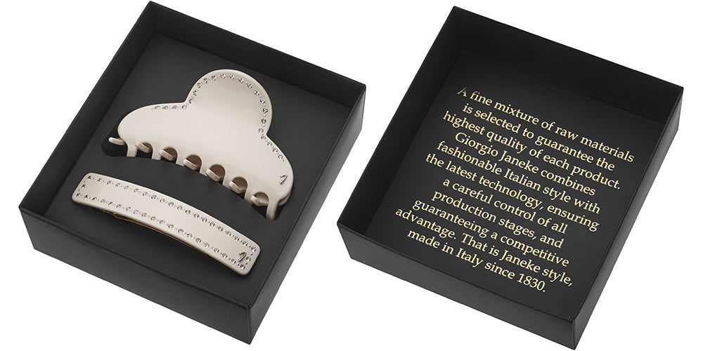 GIFT BOX IVORY HAIR CLIP AND HAIR BARRETTE WITH SWAROWSKI - GIFT BOX IVORY