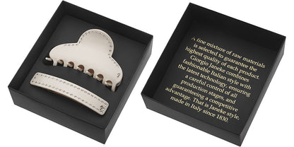 GIFT BOX IVORY HAIR CLIP AND HAIR BARRETTE WITH SWAROWSKI - GIFT BOX IVORY